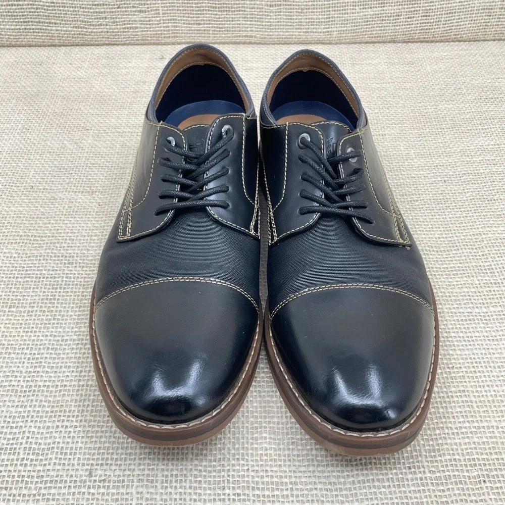 CHAPS Mens Black Cap Toe‎ Oxford Dress Shoes Size 9.5 Wide